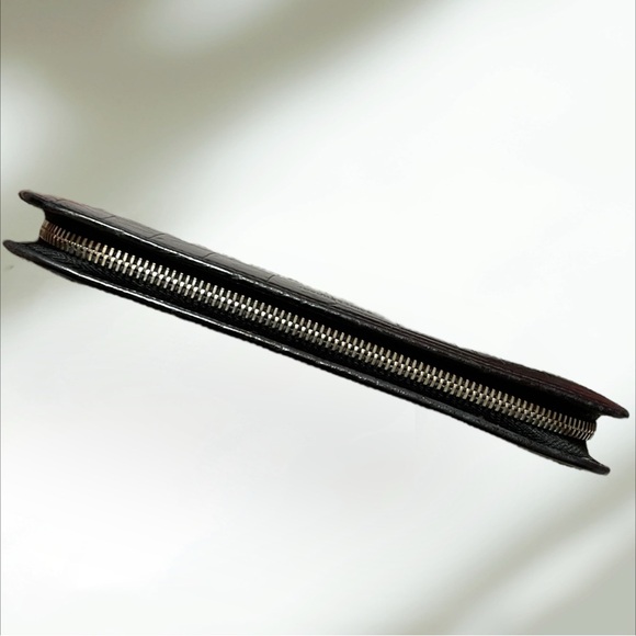 Saint Laurent Croc 🐊 Embossed Black Zippy Wallet YSL - Picture 3 of 9